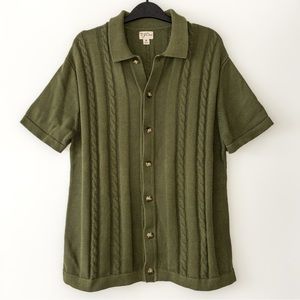 J.Crew | Olive Green Cable Knit Sweater Polo